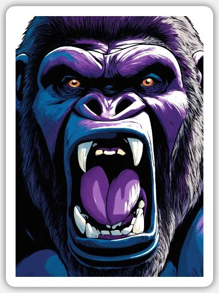 gorilla yelling - Sticker - white matte