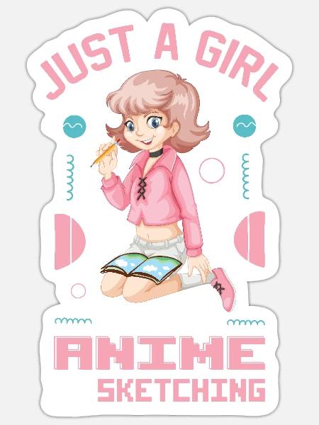 Just A Girl Who Love Anime - Sticker - white matte