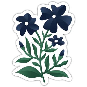 Midnight Blue Bloom Botanical Print - Sticker - white matte - Front