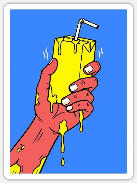 Dripping Juice Pop Hand - Sticker - white matte