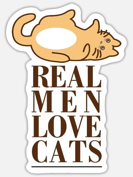 men love cats - Sticker - white matte