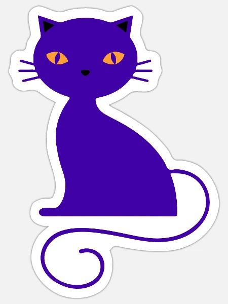 Funny Purple Cat - Sticker - white matte