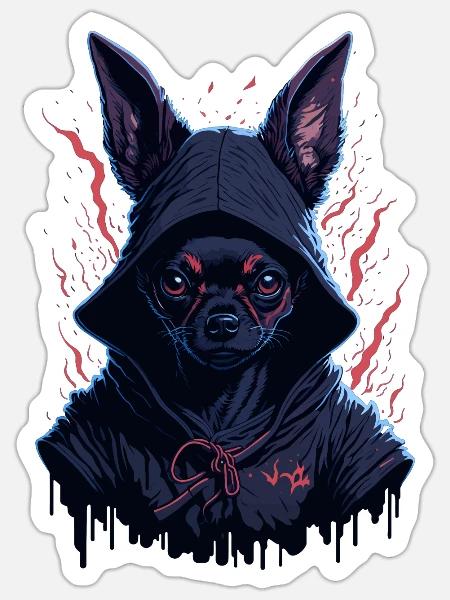 Shadow Chihuahua | Dog Shadow Ninja Warrior - Sticker - white matte