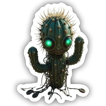 Robo Cactus Guardian - Sticker - white matte - Front