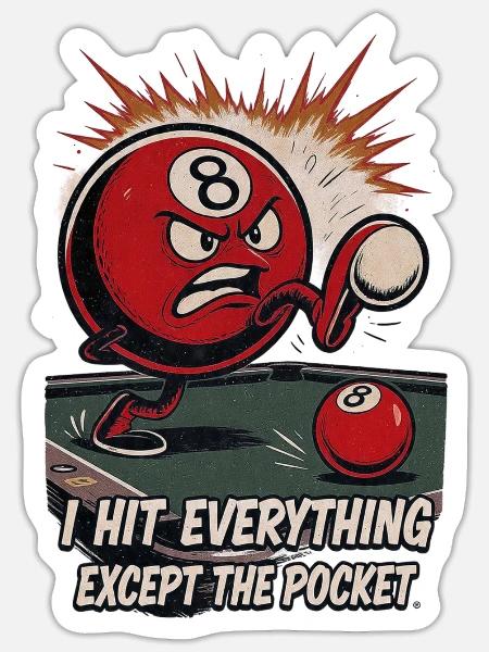 Angry Eight Ball Punchline - Sticker - white matte