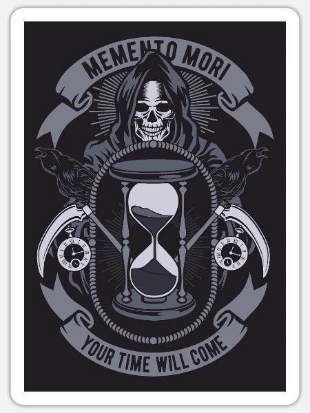 Memento Mori Hourglass - Sticker - white matte