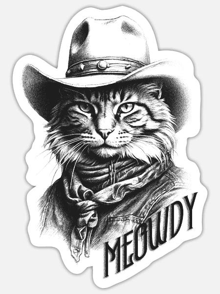 Meowdy cowboy cat - Sticker - white matte