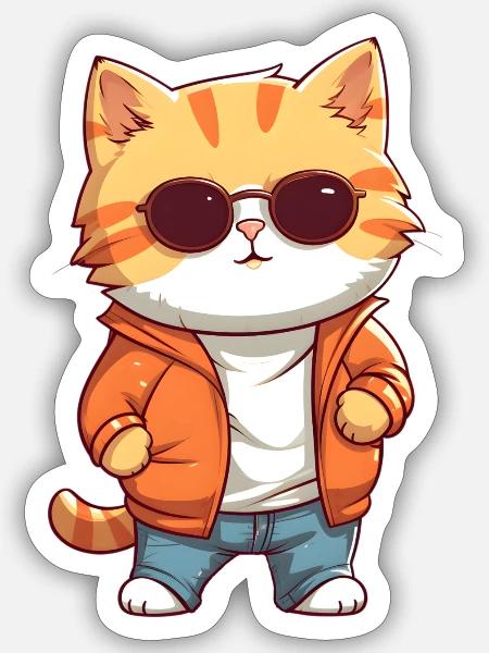 Cute Cat - Sticker - white matte