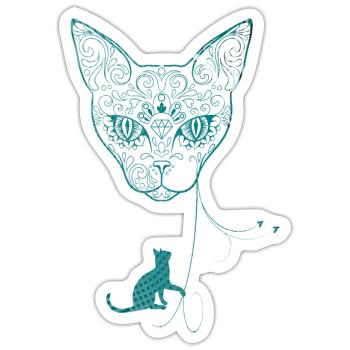 blue cat - Sticker - white matte - Front
