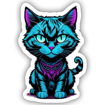 blue cat - Sticker - white matte - Front