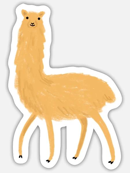 Yellow Alpaca - Sticker - white matte