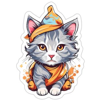 Cute Cat - Sticker - white matte - Front
