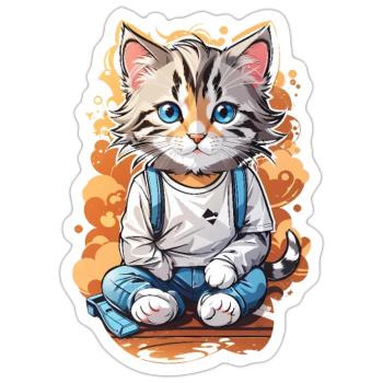 Cute Cat - Sticker - white matte - Front