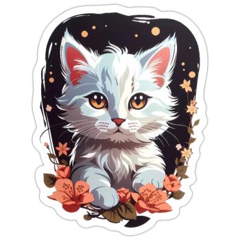 Cute Cat - Sticker - white matte - Front