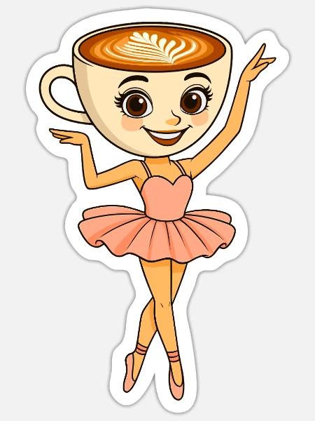 Ballerina Cappuccina Italian Brainrot - Sticker - white matte