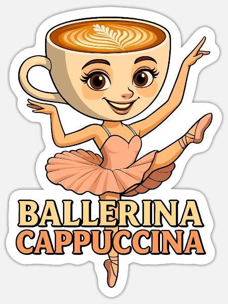 Ballerina Cappuccina Charm Design - Sticker - white matte