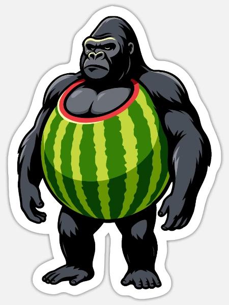 Gorillo Watermellondrillo Italian Brainrot - Sticker - white matte