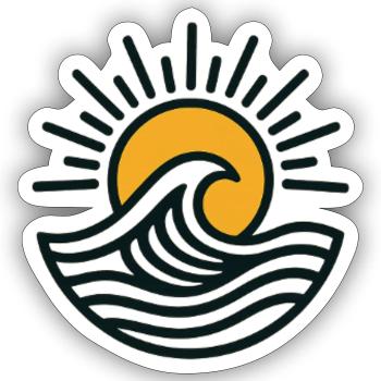 Sunrise Wave Emblem - Sticker - white matte - Front