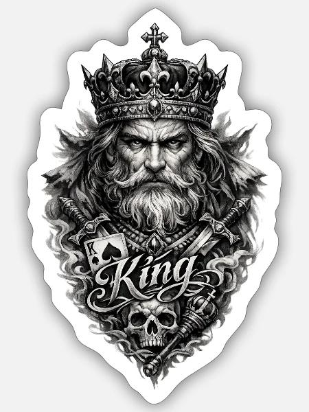 King's Crown Skull Emblem - Sticker - white matte