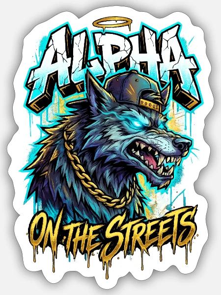 Alpha On The Streets Wolf Graffiti - Sticker - white matte