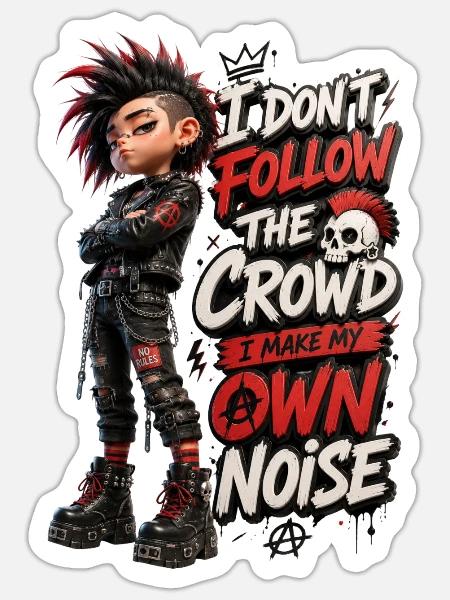 Crowd-Free Rebel Graphic - Sticker - white matte