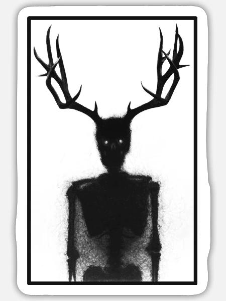 Shadow Deer with Antlered Silhouette - Sticker - white matte