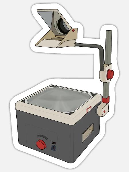 OHP 80s 90s Overhead Projector - Sticker - white matte