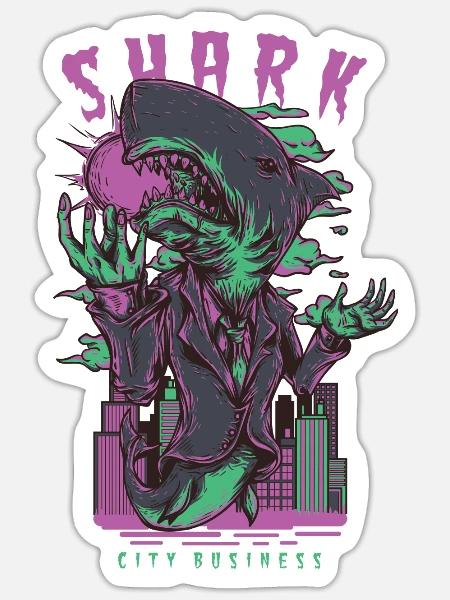 Shark City - Sticker - white matte