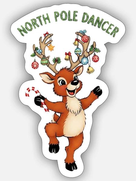 North Pole Dancer Deer - Sticker - white matte