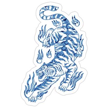 Flaming Blue Water Tiger - Sticker - white matte - Front