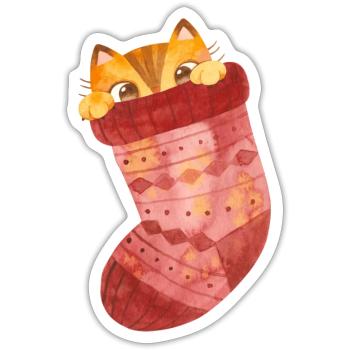 Cute Cat Socks - Sticker - white matte - Front