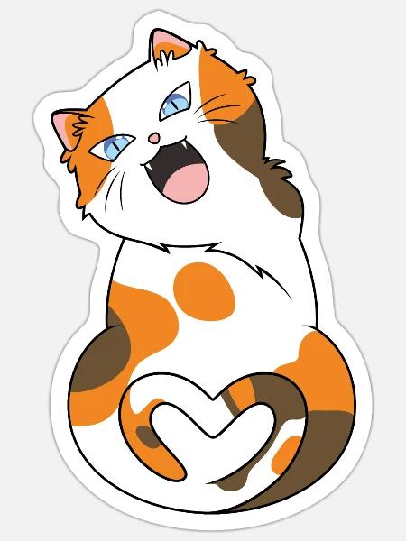 Calico Cat - Sticker - white matte