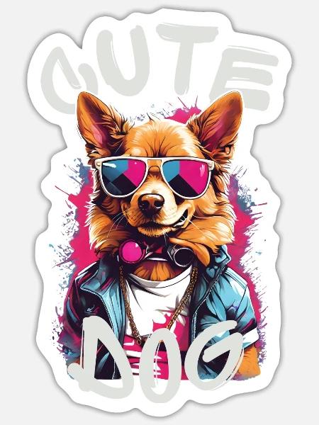 cute dog - Sticker - white matte