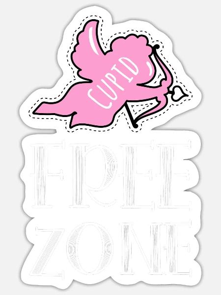 Cupid Free Zone - Tee Shirt - Sticker - white matte