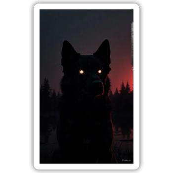 Mysterious Black Wolf at Night - Sticker - white matte - Front