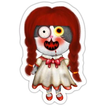 Spooky Retro Doll Design - Sticker - white matte - Front