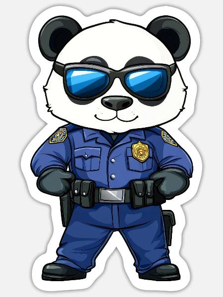 Police Panda - Sticker - white matte