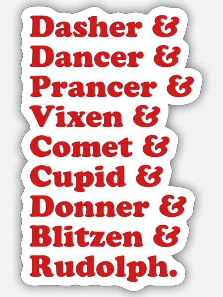 Reindeer Names - Sticker - white matte