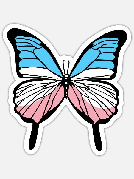 Trans Pride Butterfly Transgender Gift - Sticker - white matte