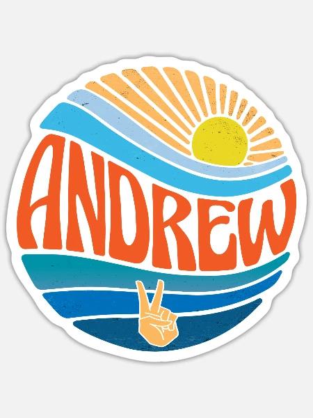 Andrew Shirt Vintage Sunset Andrew Groovy Tie Dye - Sticker - white matte