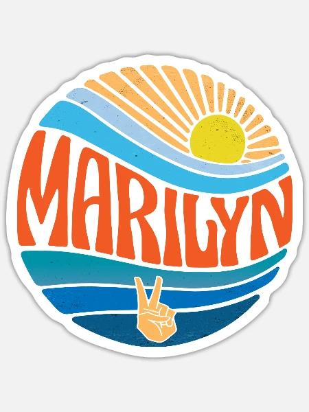 Marilyn Shirt Vintage Sunset Marilyn Groovy Tie - Sticker - white matte
