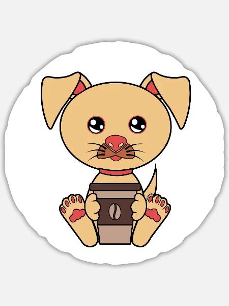 All I Need Are Coffee And Dogs - Sticker - white matte