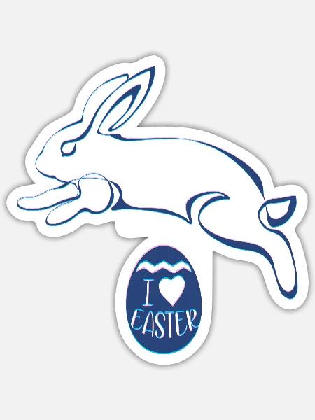 Easter Jumping Rabbit - Sticker - white matte