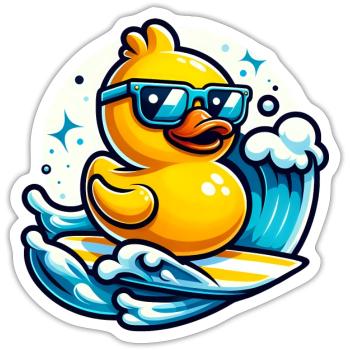 Surf's Up Ducky - Sticker - white matte - Front