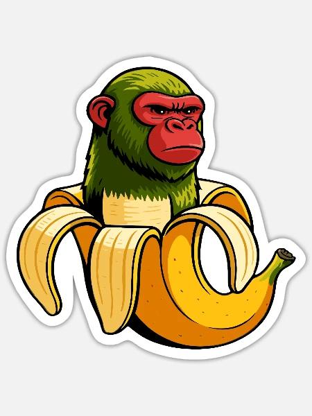 Chimpanzini Bananini Italian Brainrot Meme Art - Sticker - white matte