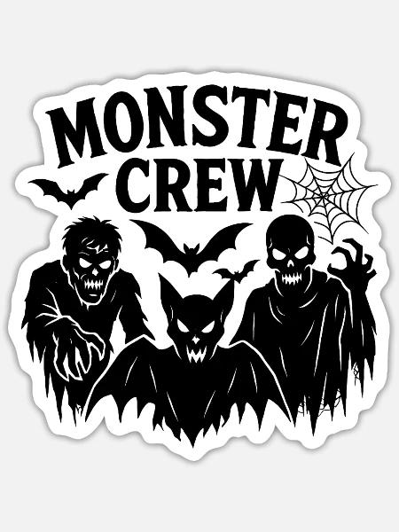  Vampire, Mummy & Werewolf - Monster Crew - Sticker - white matte