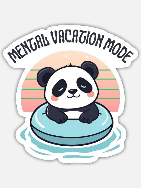 Mental Vacation Panda on Float - Sticker - white matte