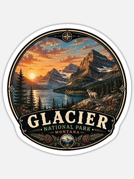 Glacier National Park Montana Nature Landscape - Sticker - white matte