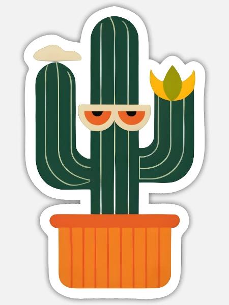 Cactus with Glasses - Sticker - white matte