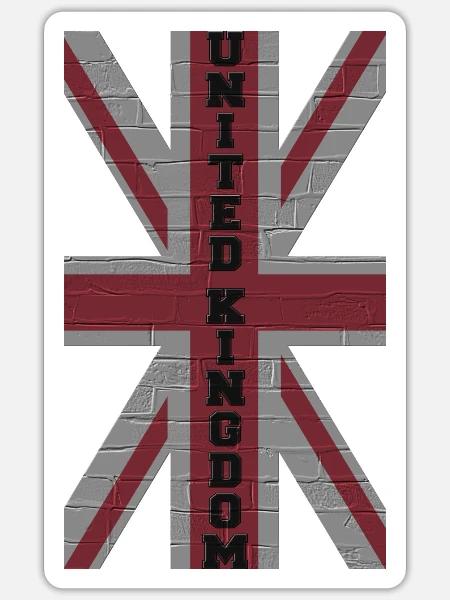 UK Flag Vertical Text - Sticker - white matte